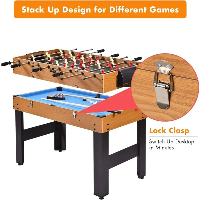 GYMAX 3 in 1 Multi Game Table, 49 in With Foosball, Hockey & Billiards,Competition Sized Combo for Home,Game Room,Bar,Party,Club