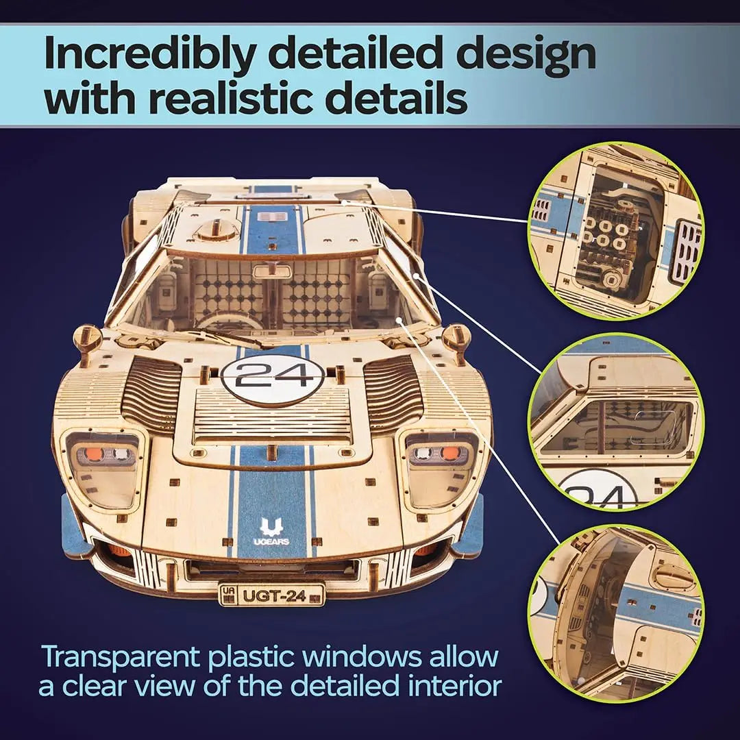 UGT-24 Endurance Racer 3D Puzzle - 1:12 Scale Mechanical Wooden Model Kits for Adults to Build - Sports Car Model Building Kits