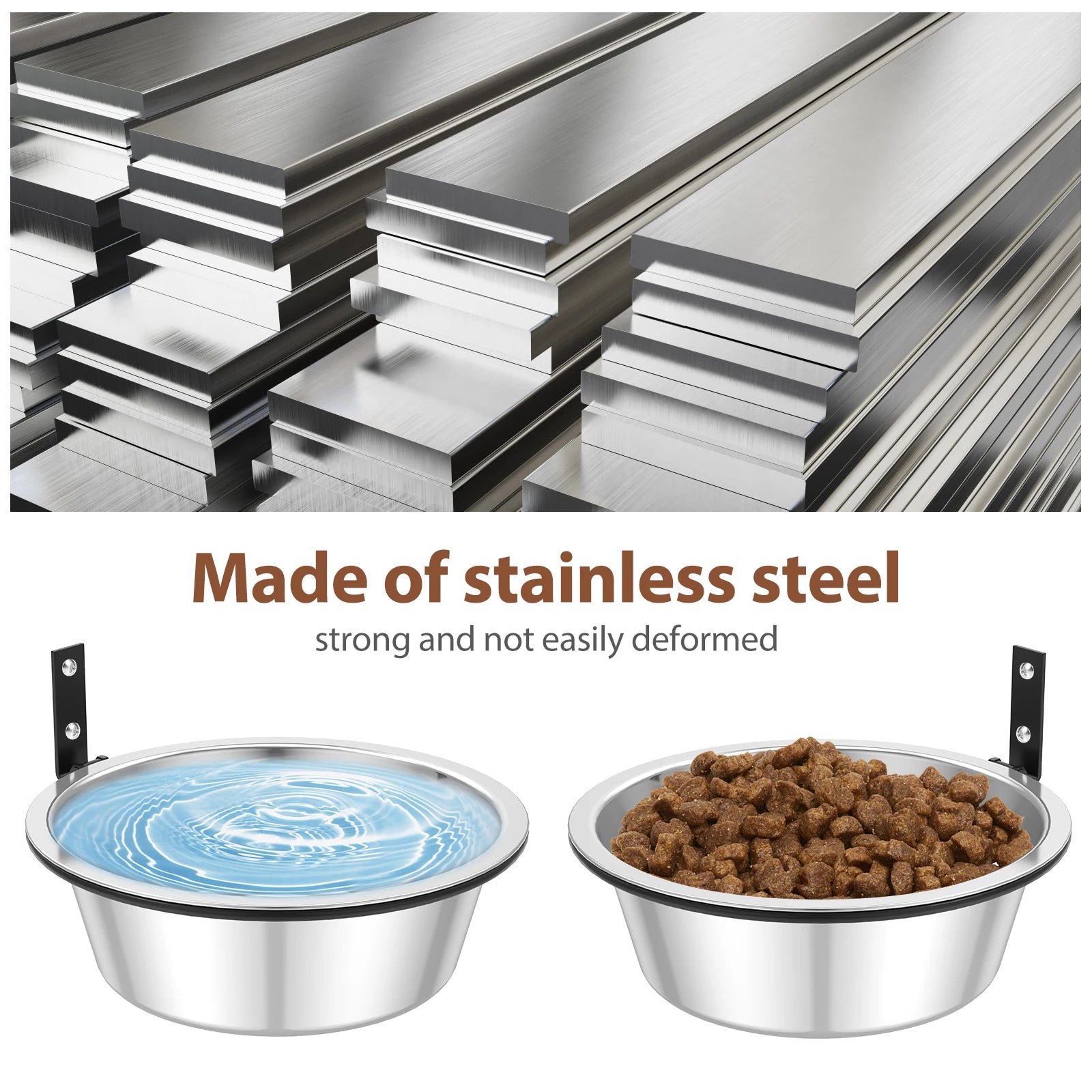 Dog Bowl Foldable Stainless Steel Raised Dog Food and Water Bowls Adjustable Height Wall Mounted Cat Food