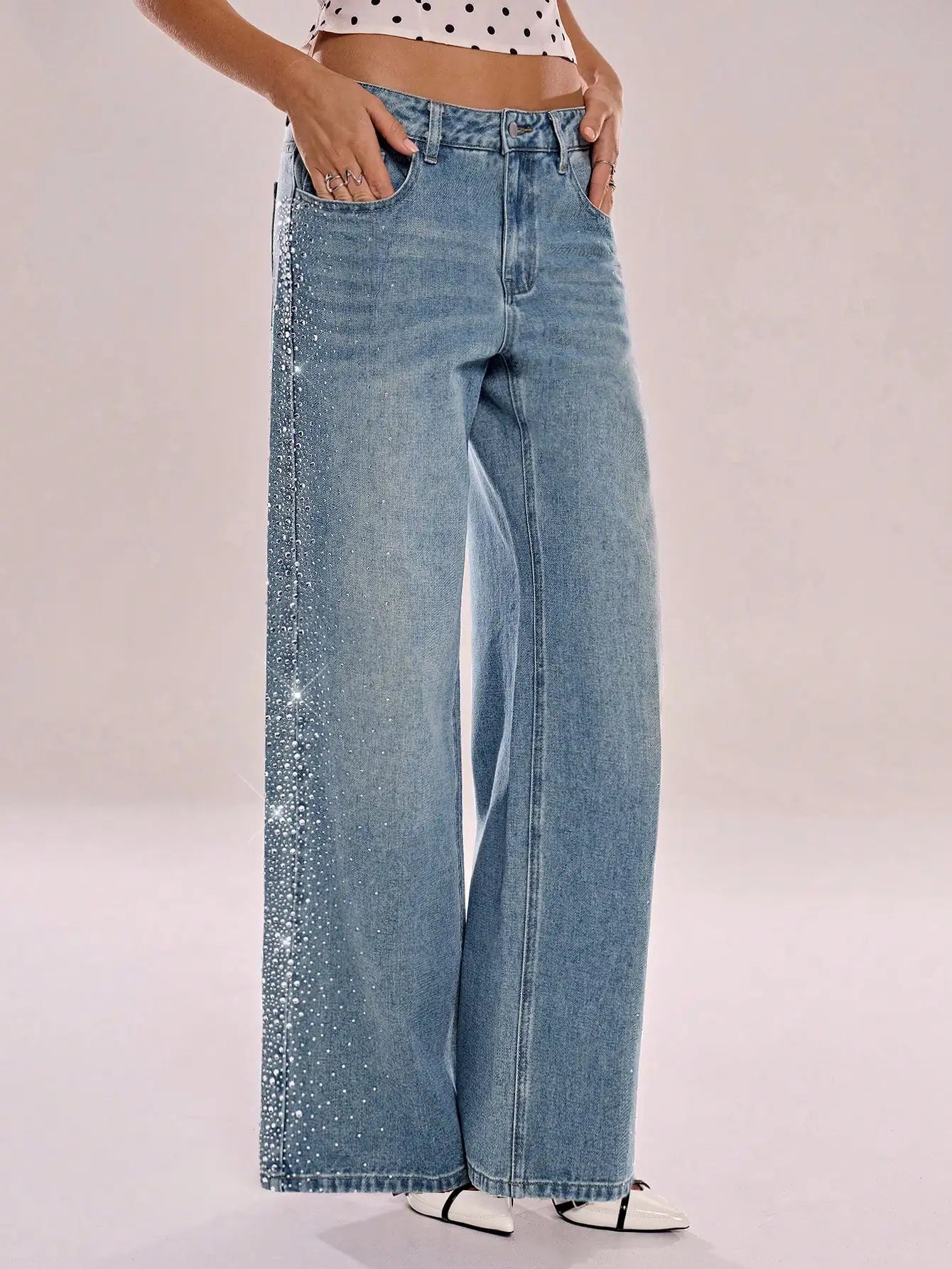Women's High Waist Wide Leg Denim Jeans - Casual Y2K Style for Streetwear & Going Out