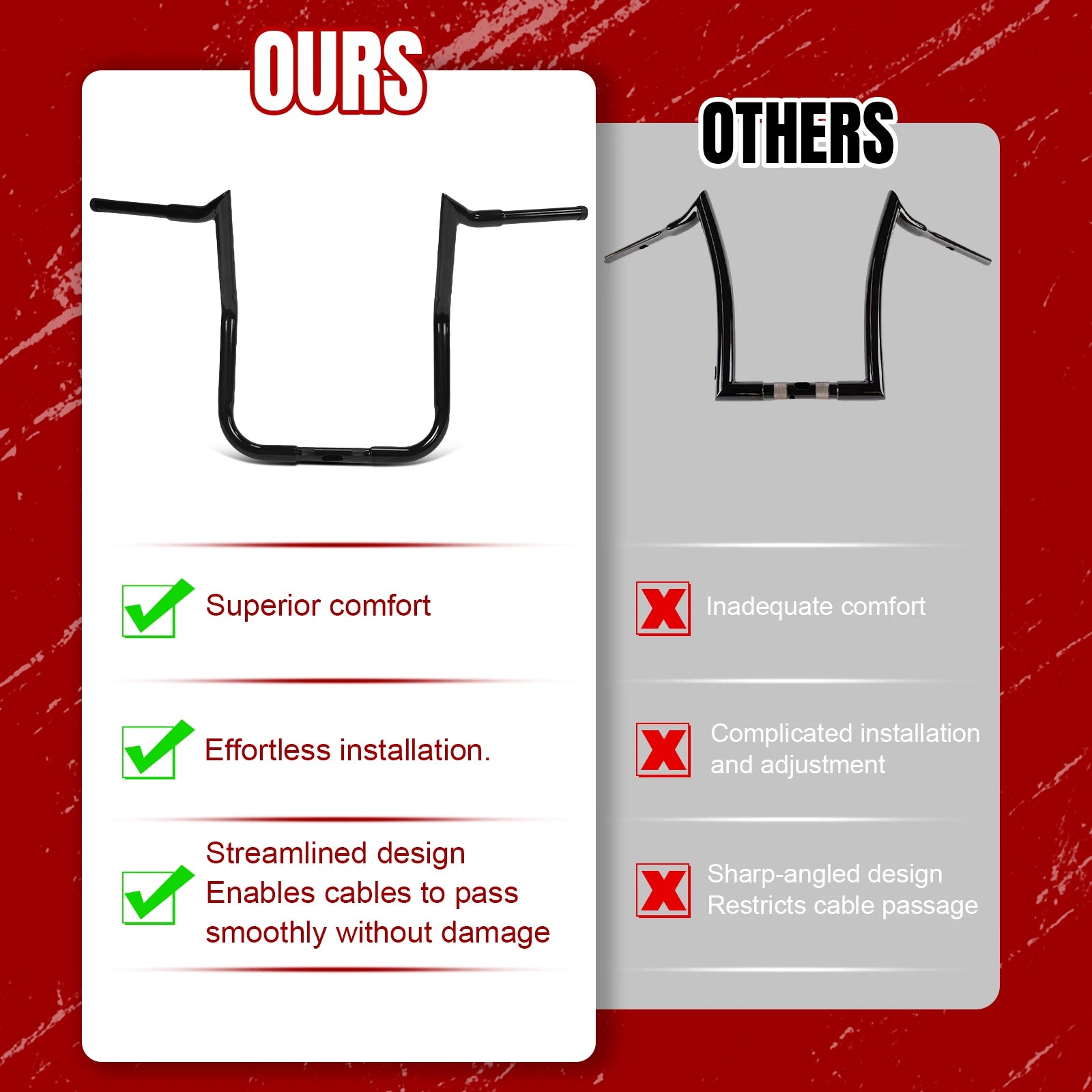 16inch Meathook Monkey Bar Ape Hangers Handlebars Meathook Bars Compatible for Harley