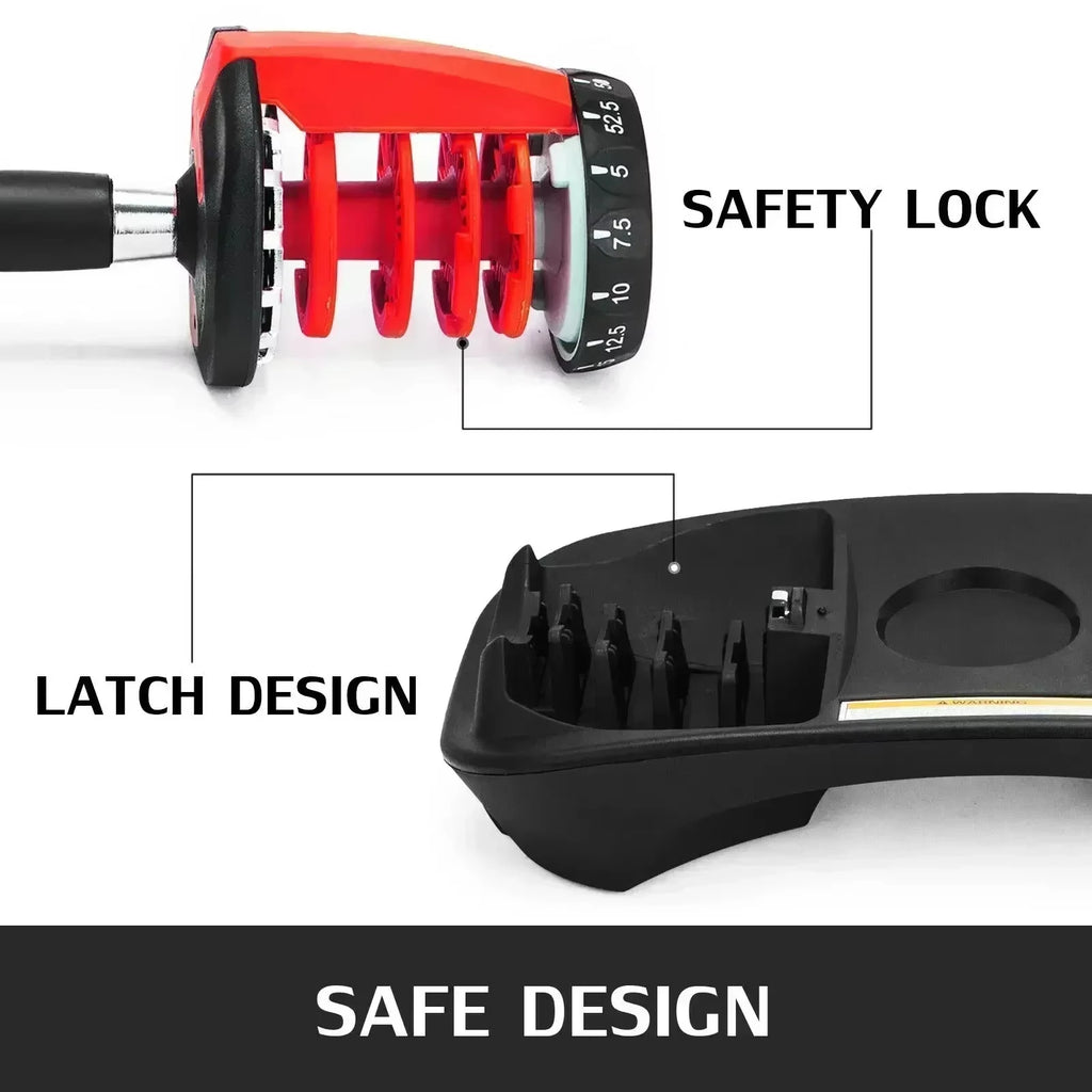 VEVOR Adjustable Steel Dumbbell 24/40KG 52.5/90LBS Fitness for Home Gym, Arm & Muscle Training with QuickLock System (Red/Black)