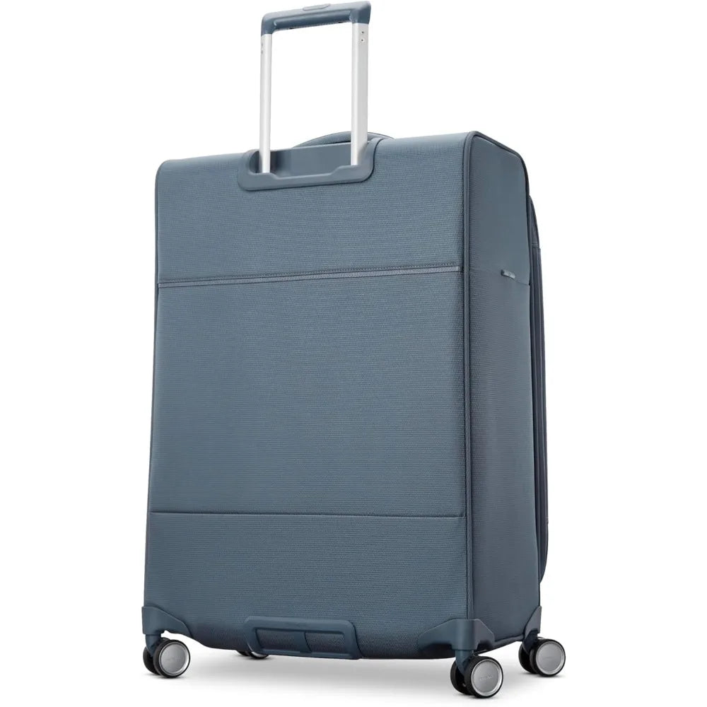 medium lightweight expandable polyester softside luggage with spinner wheels - airline approved