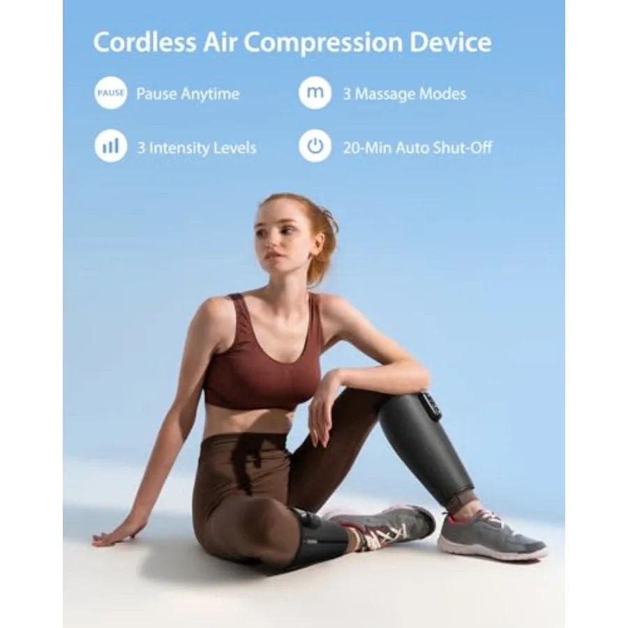 Cordless Calf Massager for Circulation Leg Compression Massager for Calf Rechargeable Leg Massage with 3 Intensities 3 Modes fo