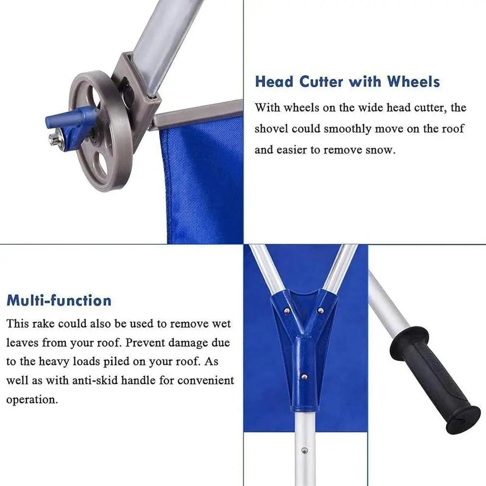 Telescoping Roof Snow Removal Tool - Aluminum Folding Shovel for Winter Garden Cleanup