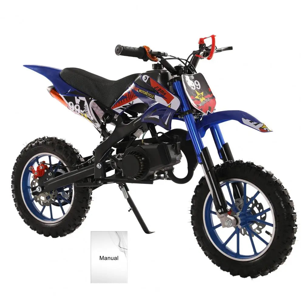 49cc 2-Stroke Kids Dirt Bike, Gas Power Motocross, Off Road Mini Motorcycle Pocket Motorbike with Front Rear Disc Brakes(Blue)