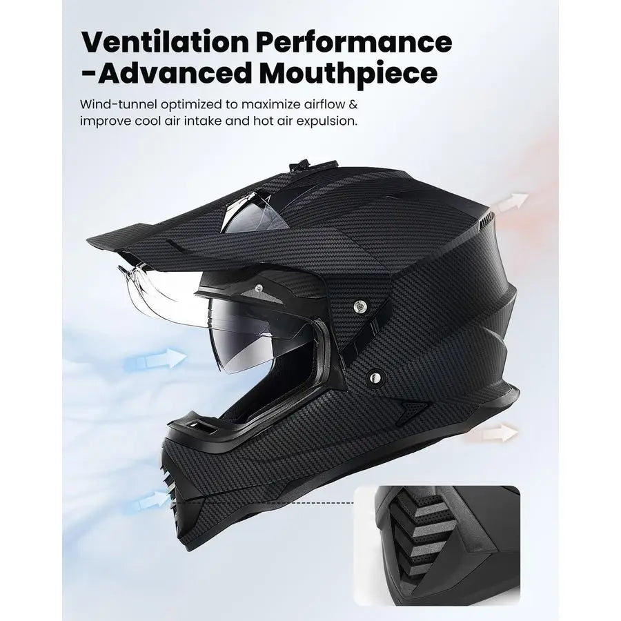 Dual Sport Adventure Motorcycle Helmet with Pinlock Compatible Sun Visor Snowmobile ATV Dirt Bike Off Road Casco Model WS902 Car