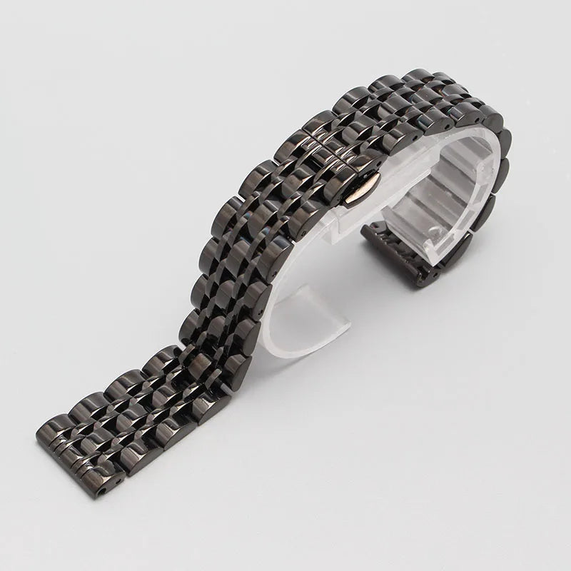 Stainless Steel Watch Band Straps Bracelets Polished Rosegold Gold Buckle 14mm 16mm 18mm 20mm 22mm 24mm Watchbands Straight End