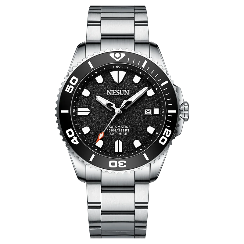 Nesun Men's mechanical watch, stainless steel automatic mechanical watch, waterproof luminous watch, men's business style wrist