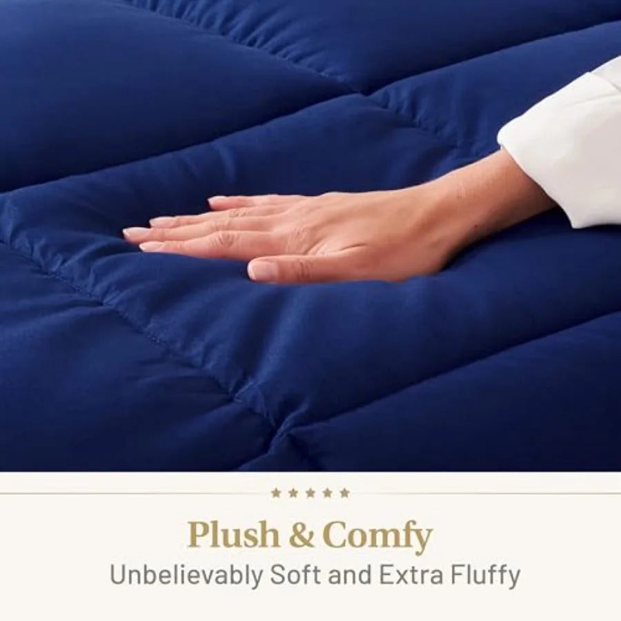 Navy Blue Comforter Fluffy Down Alternative Dark Blue Comforter Premium All-Season Bedding Hypoallergenic Machine Washable Blue