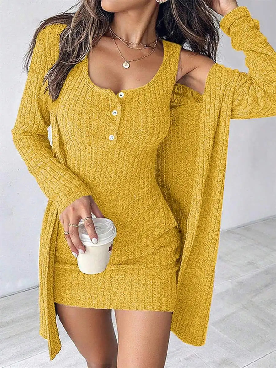 Women's Sexy 2pcs Dress Set, Blue, Autumn/Winter