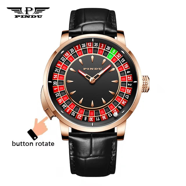 Mechanical Watches Pro Men's PINDU Watch NH35A Movement Sapphire Glass Waterproof Button Design Wristwatch Russian Roulette