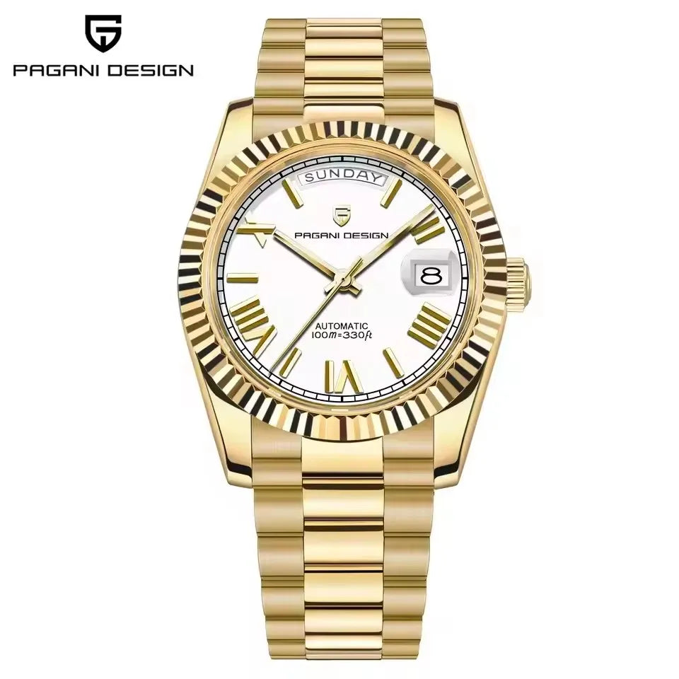 PAGANI DESIGN New Week Calendar Type Watch 316L All Steel Luxury Luminous Men watch Japan Movt Waterproof Mechanical Man watch