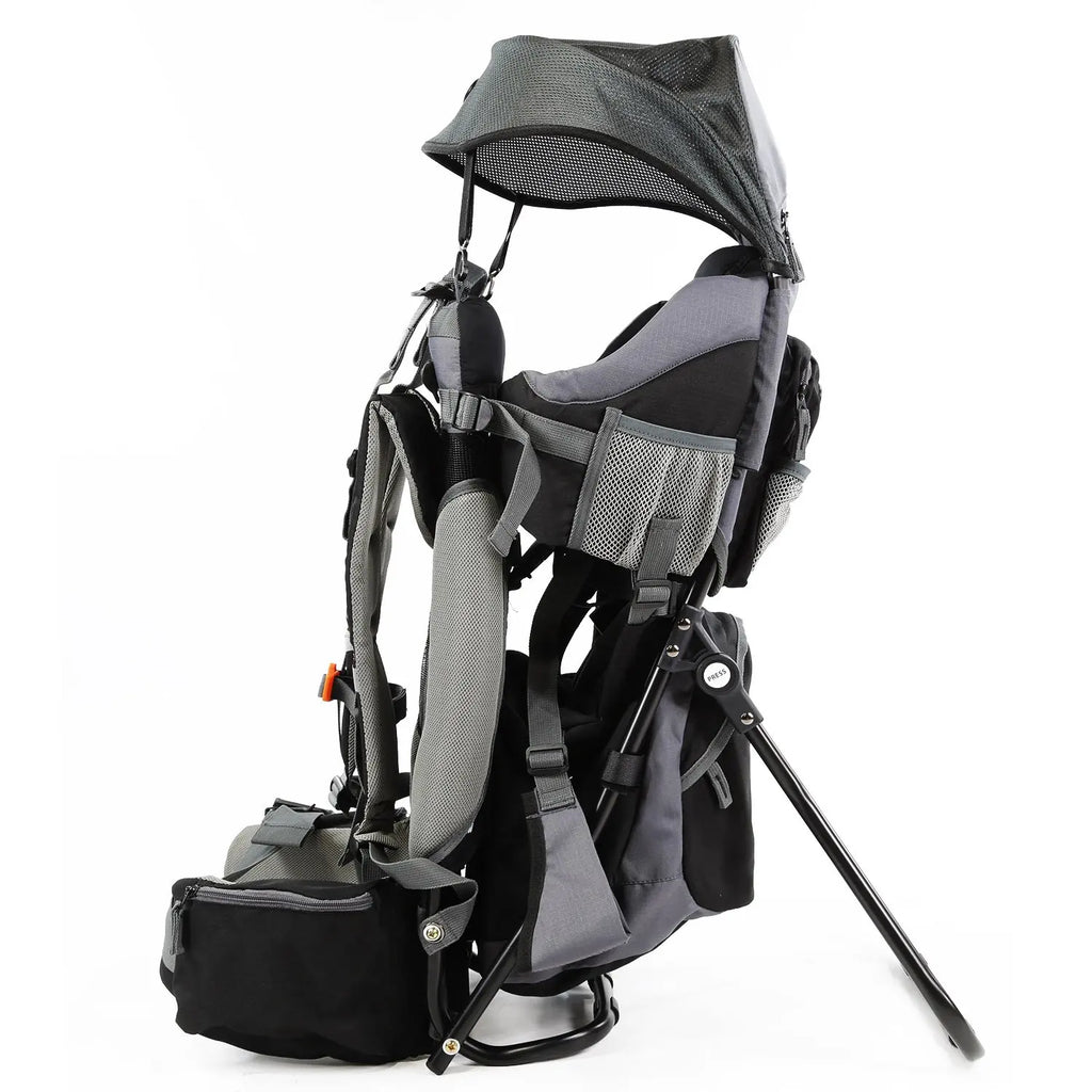 Baby Backpack Hiking Kid Toddler Child Carrier with Stand and Sun Shade Visor, Black