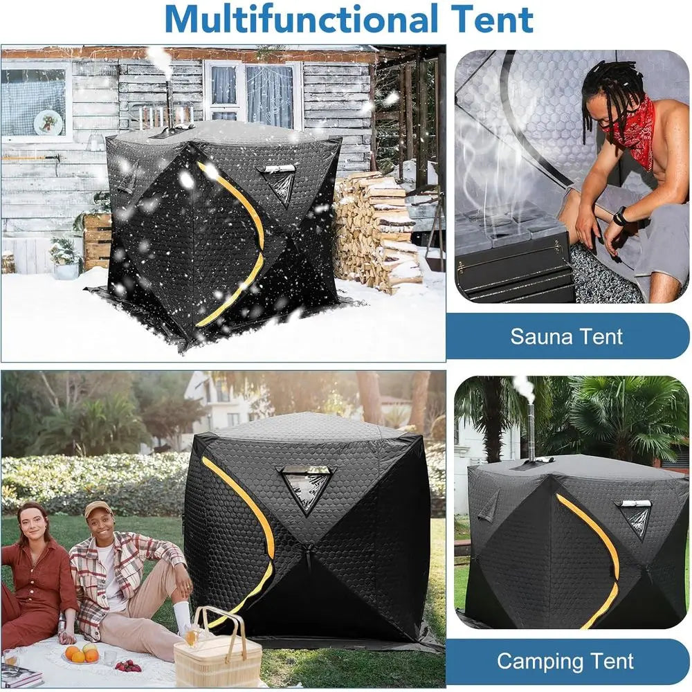 4-Person Outdoor Sauna Tent, 5.91 x 5.91 x 6.23 Feet Dry Sauna Box for Home, Easy Assembly Insulated Tent for Backyard and Campi