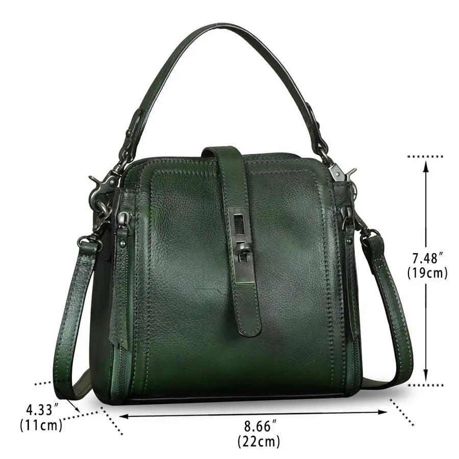 Leather Handbag for Women Vintage Handmade Satchel Crossbody Purse with Removable TopHandle Strap