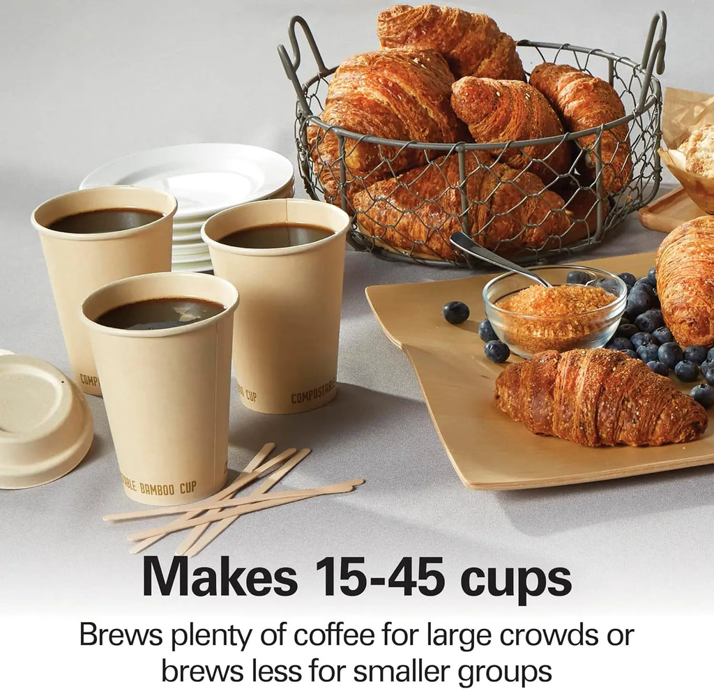 45-Cup Coffee Urn & Hot Beverage Dispenser, Fast Brewing for Large Gatherings