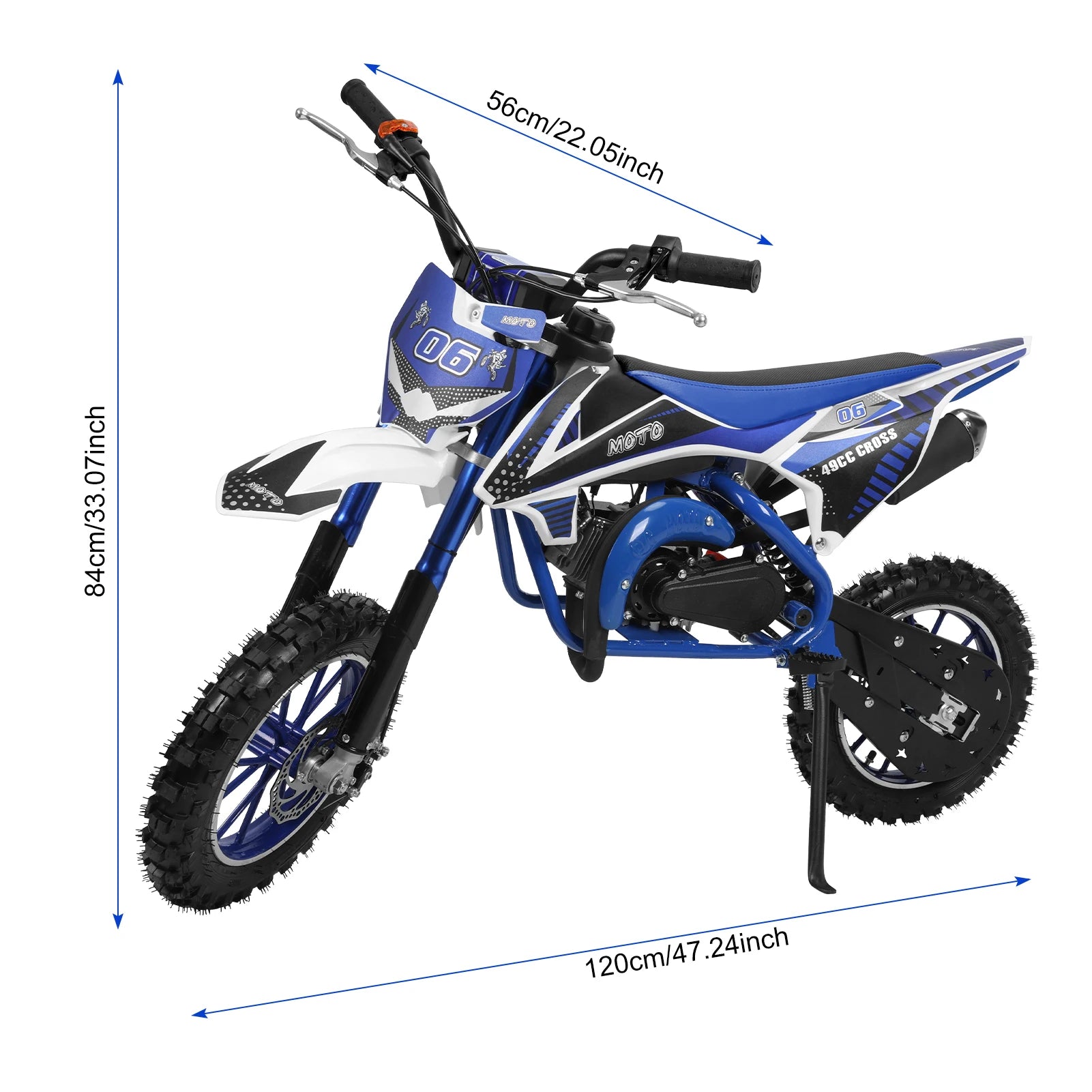 49cc 2-Stroke Gas Power Motocross,Beach Off Road Motorcycle,Kids Dirt Bike,Pocket Motorbike with Improved Front Rear Disc Brakes