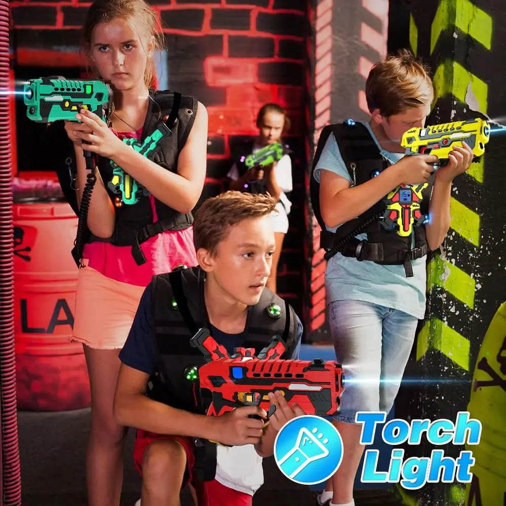 VATOS Upgrade Data Sync Laser Tag Guns Vests x4 Electric Infrared Guns Shooting Game Set Toy for Kids Teens Indoor Outdoor Games