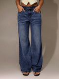 Women's High Waist Wide Leg Denim Jeans - Casual Y2K Style for Streetwear & Going Out