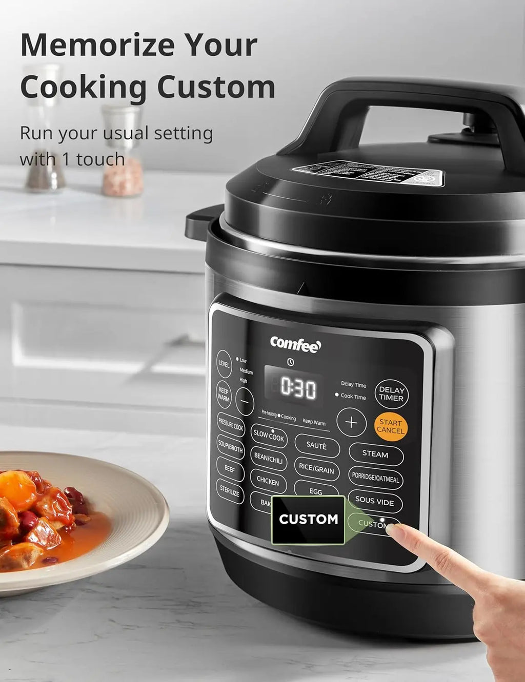 COMFEE’ Pressure Cooker 8 Quart with 16 Cooking Functions, Olla de Presion Non-Stick Pot Yogurt Maker Rice Cooker Slow Cooker