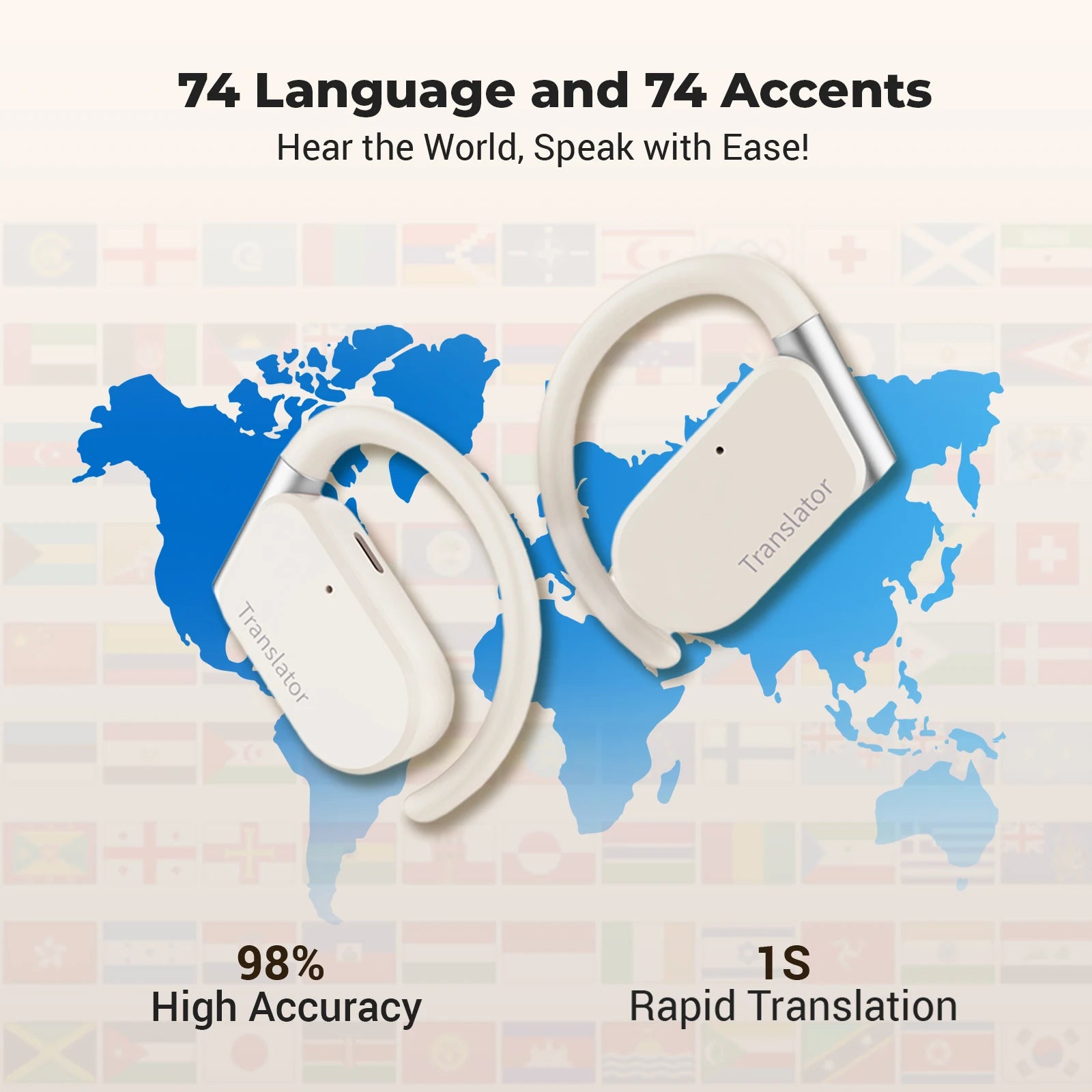Wooask [M9] Translator Earbuds, Bi-directional Real-time Language Translator Device,98% Accuracy 0.5S Rapidly Response