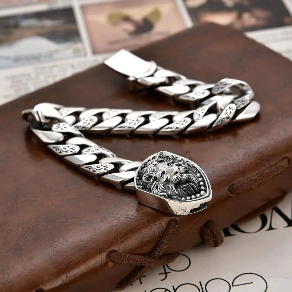 Solid Sterling Silver Italian-Style Cubic Chain Bracelet, Men's S925 Link Design, Perfect Gift for Dad, Boyfriend, Son