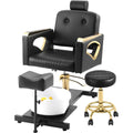 Portable Pedicure Chair with Adjustable Footrest, Massage Bowl, and Rolling Stool - Ideal for Nail Technicians and Spa Salons