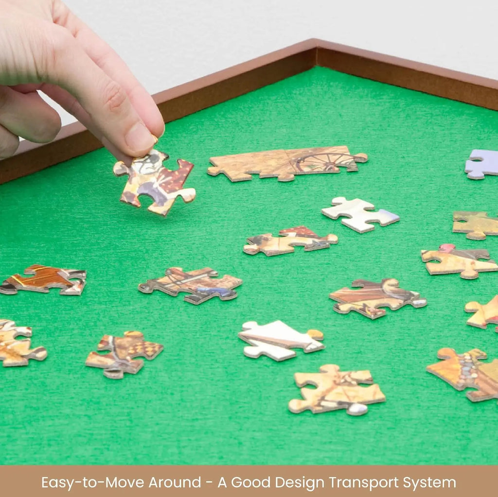 Rotating Puzzle Board with Lazy Susan, Portable 1500 Piece Jigsaw Puzzle Table with Fabric Lining, Measures 34" x 34"