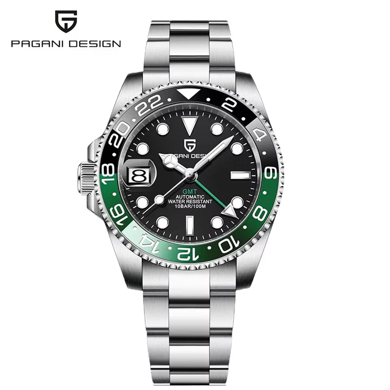New PD-1662 PAGANI DESIGN GMT Automatic Wristwatch Stainless Steel 100M Waterproof Men Watch Top Brand 40mm Mechanical Watch Men