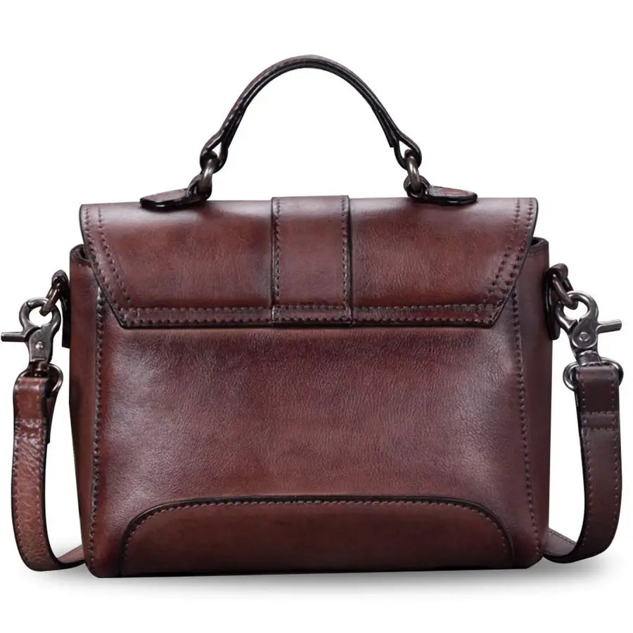 Leather Small Purses and Handbags for Women Vintage Real Leather Shoulder Bag Crossbody Purse Satchel Bags with Strap