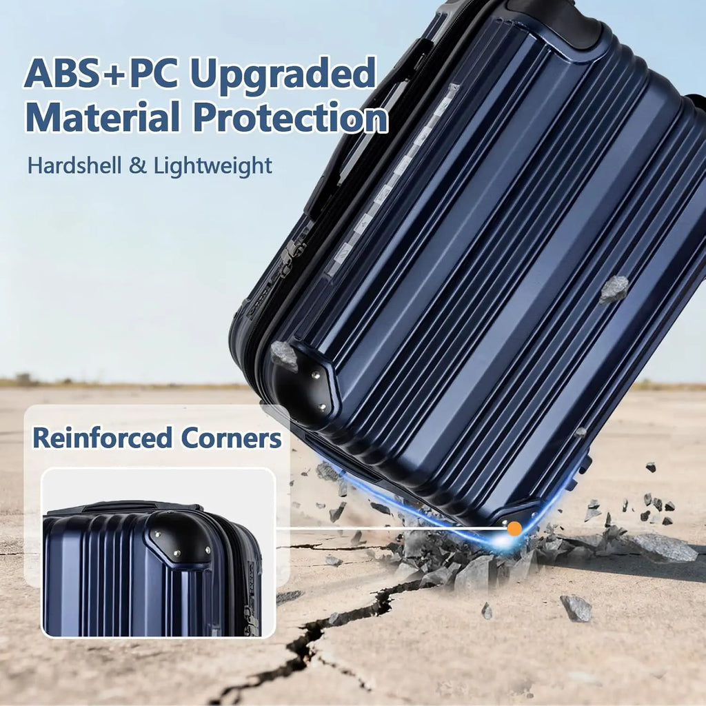 3-Piece Hardshell Luggage Set with Double Spinner Wheels, Expandable ABS+PC Suitcases, TSA Lock for Women Men Family Travel