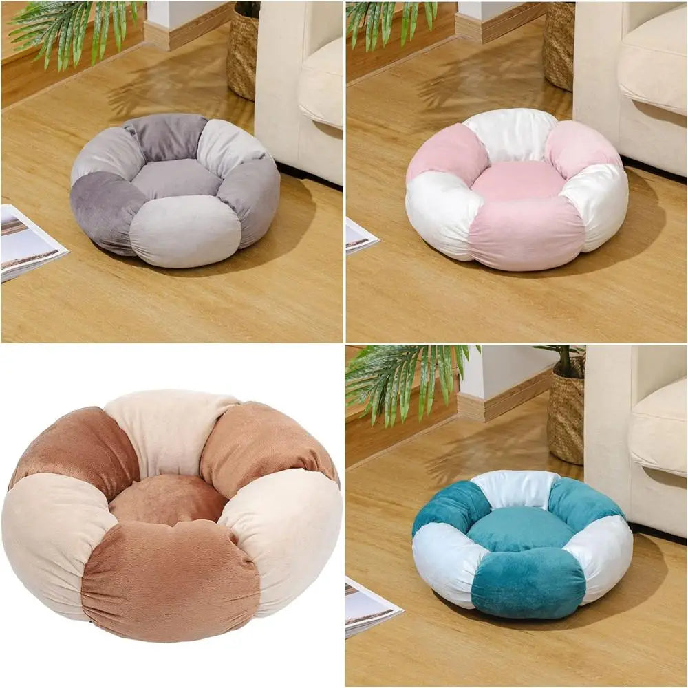 Medium Round Washable Dog and Cat Bed, 40x40cm Cushioned Mat for Warm Sleep, Gray 60cm Nesting Pet Bed