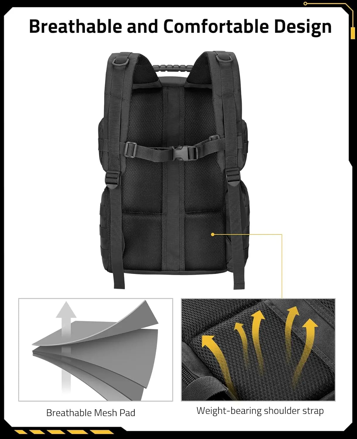 Tactical Range Backpack with Removable Divider, 4 Pistol Cases, Black Medium Rucksack for Shooting