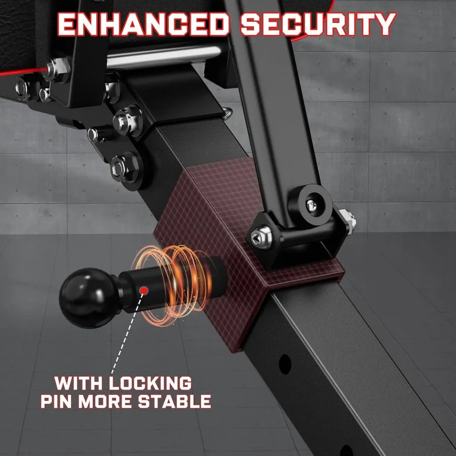 Adjustable Weight Bench for Home Gym: Foldable Incline Decline SitUp Exercise Bench with Leg Extension and Preacher Pad for Ful