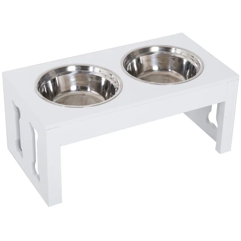 Modern wooden elevated dog feeding station with stainless steel bowl decorative heavy-duty pet food bowl pet feeding furniture