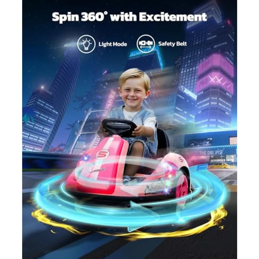 Toddler Bumper Car with Big Wheels 2.2 Mph Ride On Toys for Toddlers DIY Stickers 12V Electric Bumper Cars for Bluetoot