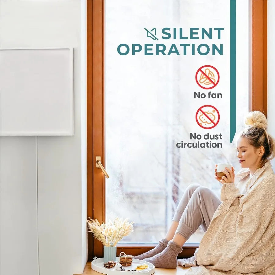 250W Infrared Wall Heater with Plug-In Thermostat for Efficient Room Heating Ideal for Bedrooms Bathrooms and Home Offices; Del