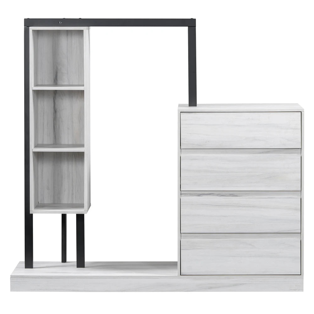 Wardrobe with 4 Drawers and 3 Shelves White