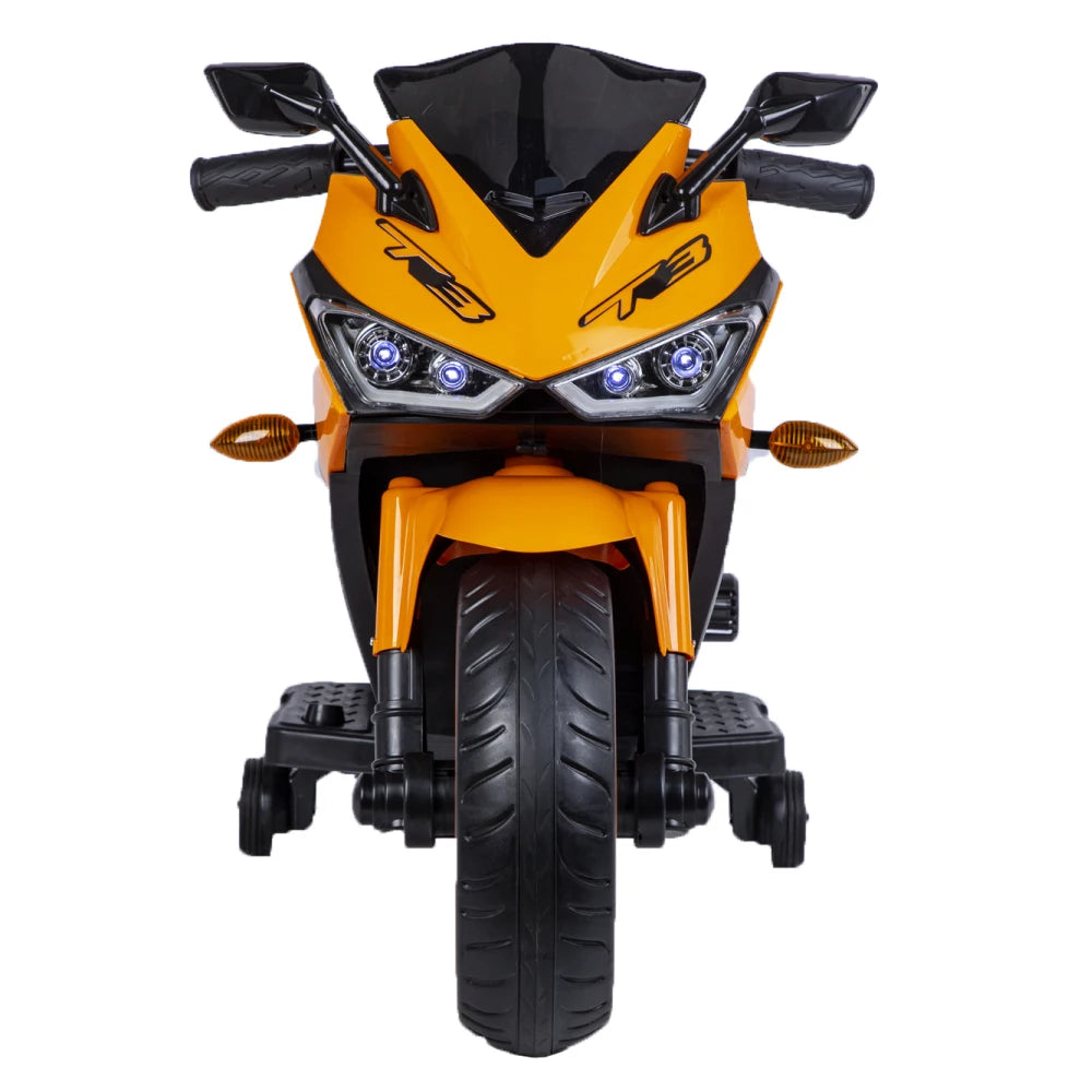 Young Rider 12V7AH Electric Motorcycle - Training Wheels, Hand Drive Throttle & Cool Light-Up Wheels for Kids 3-6 Years