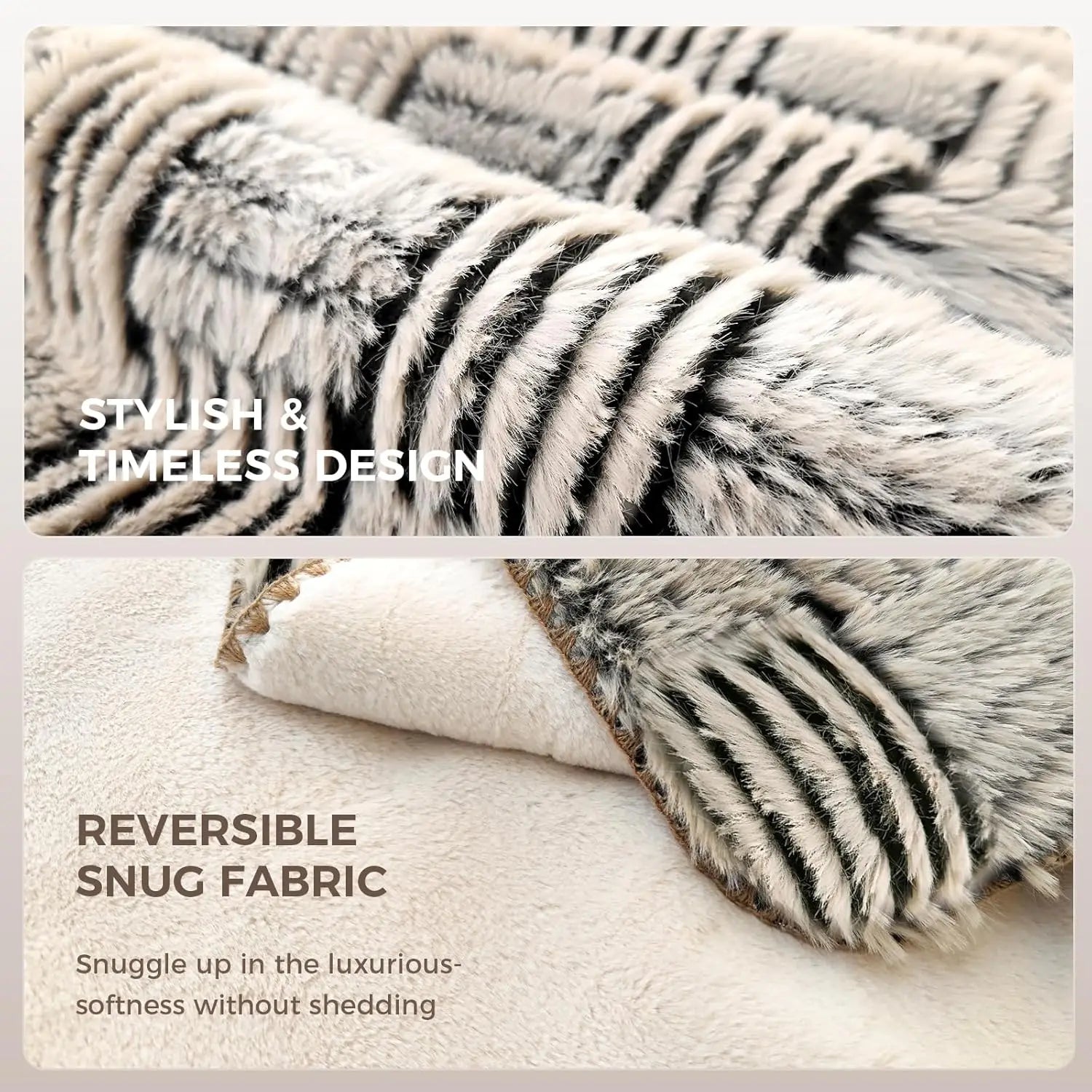 Soft Faux Fur Throw Blanket, Checkered Plush Blanket for Couch, Double Sided Thick Blanket Gift for Women Christmas Birthday