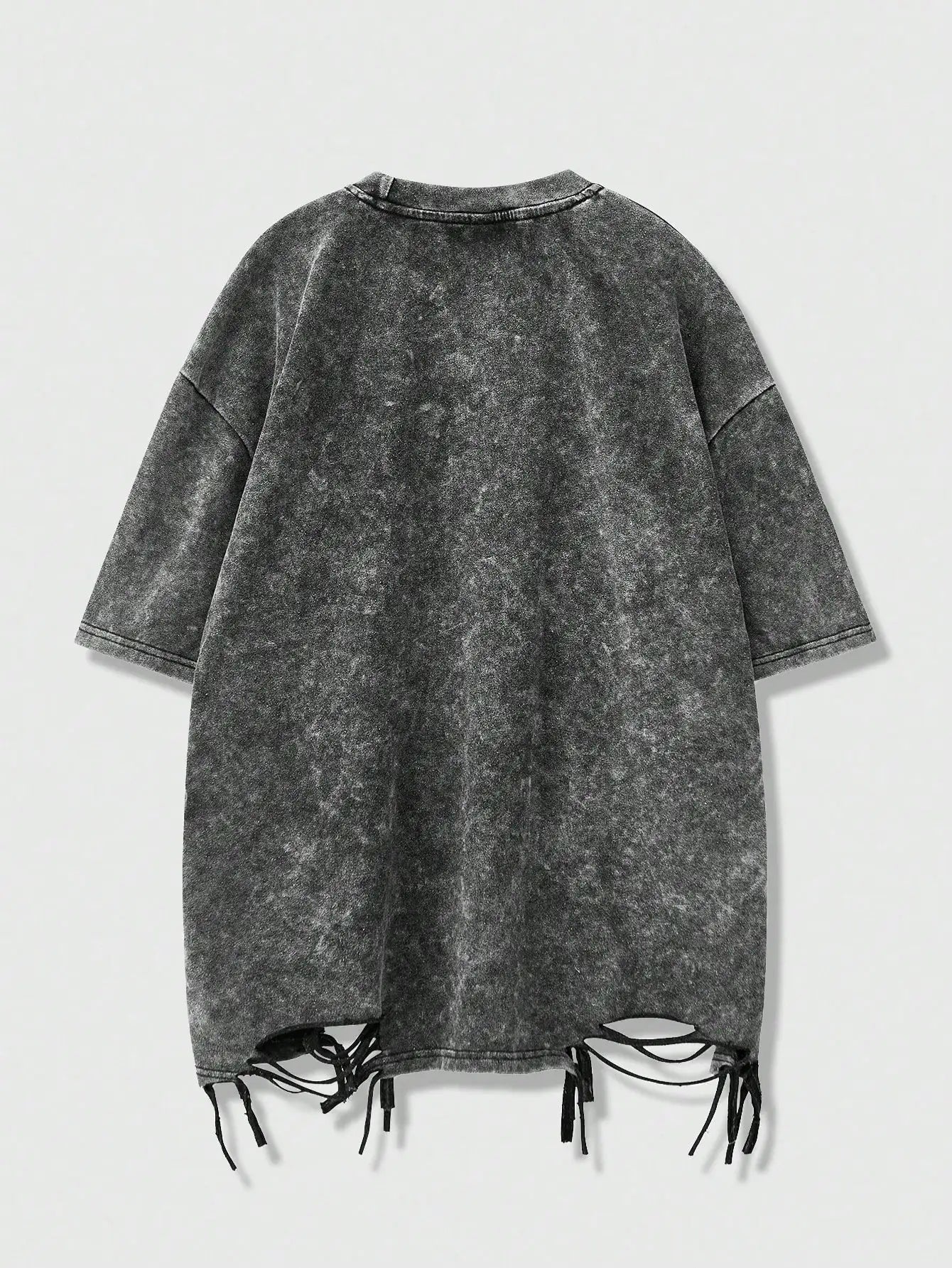 Men's Distressed Ripped Short Sleeve T-Shirt with Letter Print, Loose Fit Casual Tee for Summer