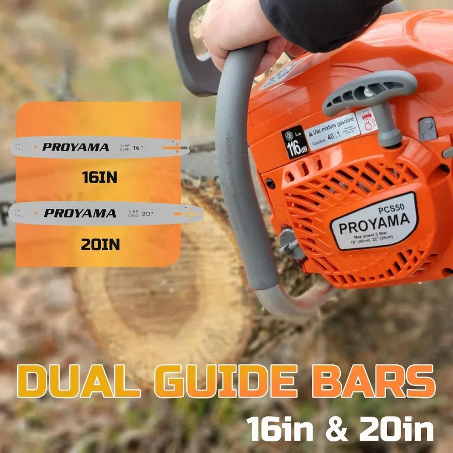 Gas Powered Chainsaw 58CC 2 Cycle 2.8HP 16inch 20inch Bar Outdoor Cordless Chainsaw for Forest Wood Cutting Garden Trimming Too