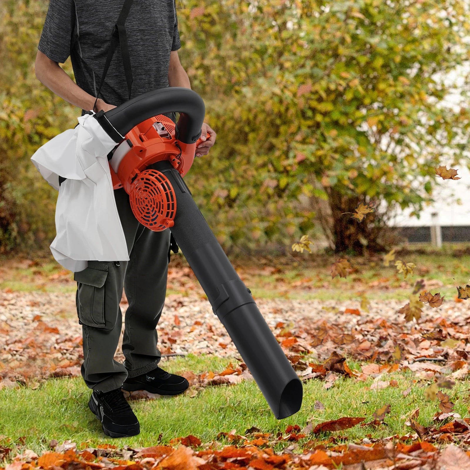 Gas Leaf Blower 25.4CC 2 Stroke Handheld Gas Leaf Blower Grass Lawn Yard Dust Blowing Cleaning Tool with Collection Bag