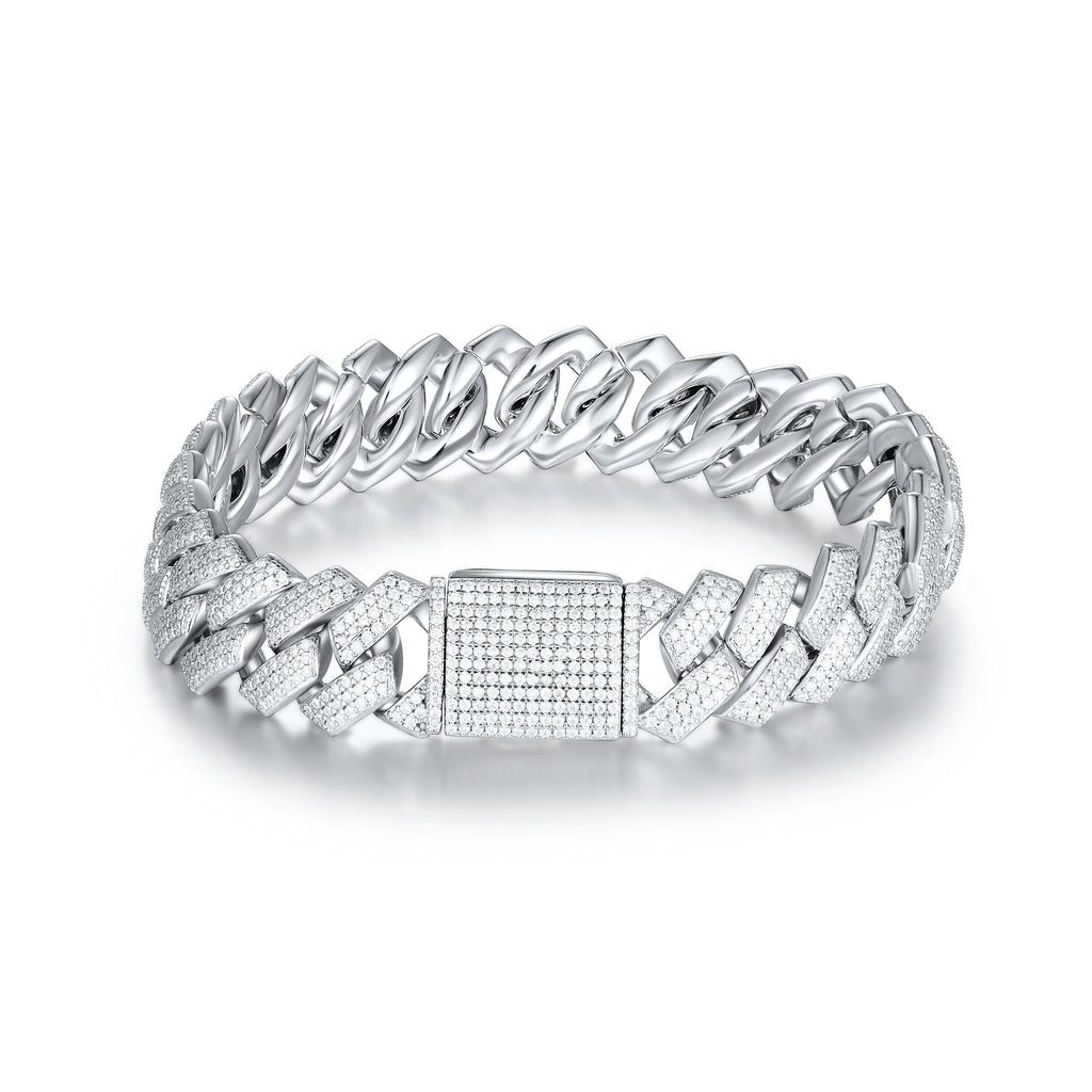 D Color Full Moissanite Real S925 Sterling Silver Cuban Bracelet with GRA Hiphop Cuban Link Chain Fine Jewelry Men Women Gift