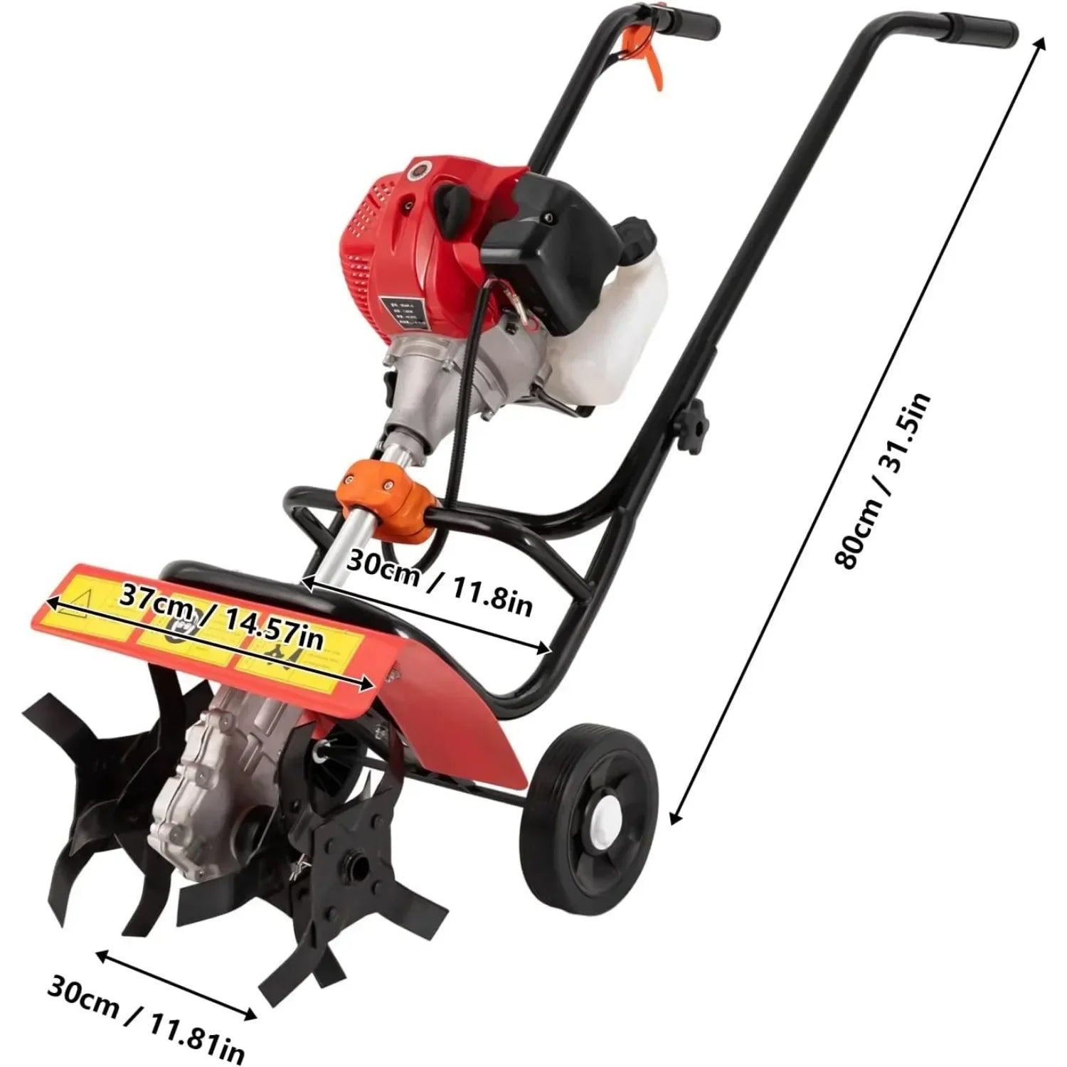2 Stroke Mini Tiller Cultivator Garden Tiller Gas Powered Hand Rotary Cultivator Rototiller 52cc Commercial Tiller Gas Powered