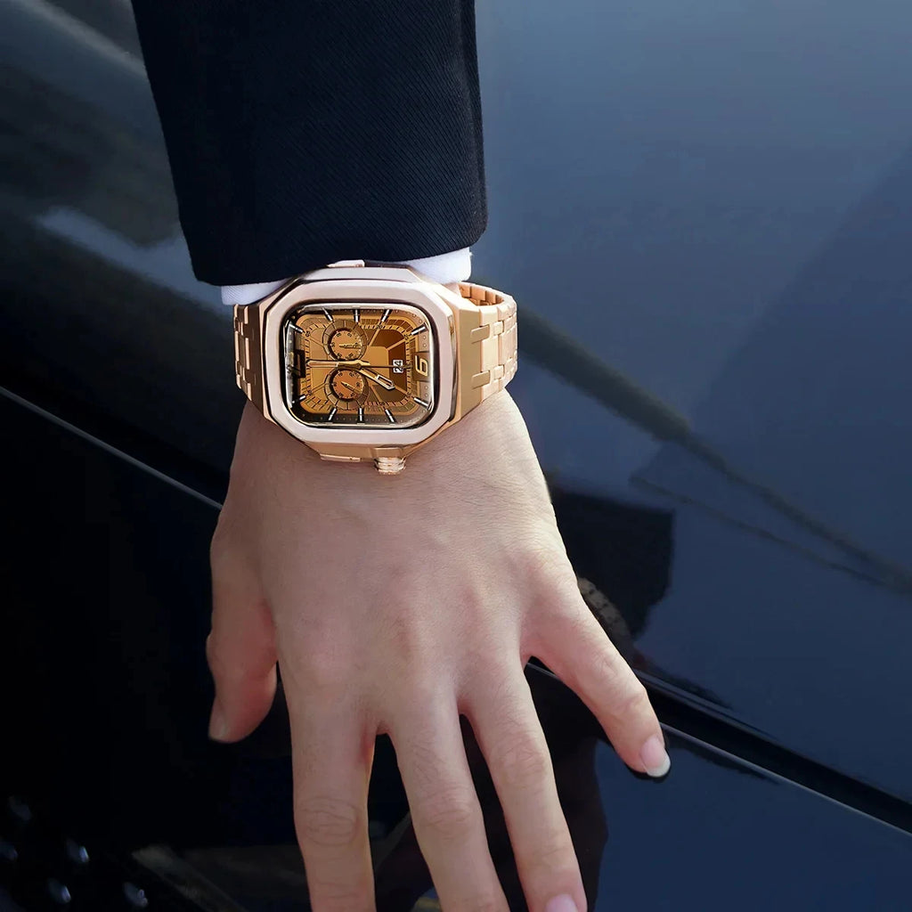 Luxury Stainless Steel Case Mod Kit for Apple Watch Ultra 3 2 1 49MM Liquid Silicone Strap for IWatch Series 49MM Accessories