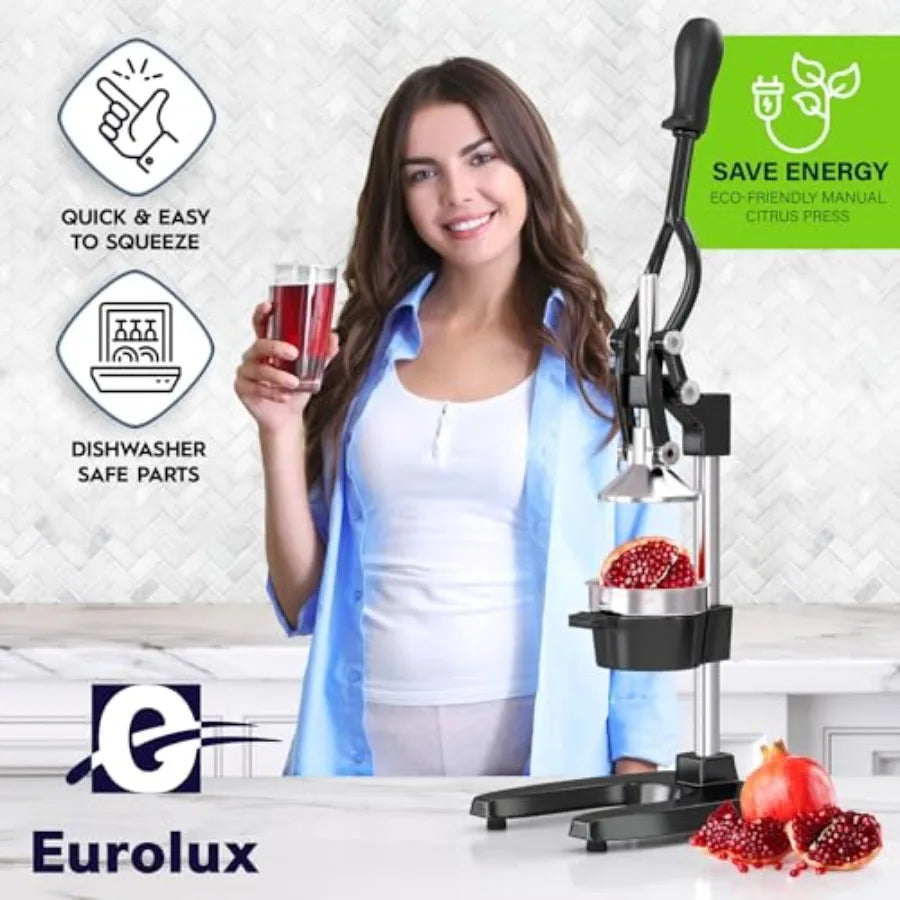 ExtraLarge Commercial Grade Manual Hand Press for Fresh Orange Juice Heavy Duty Countertop Citrus Juicer with Bonus Stainless S