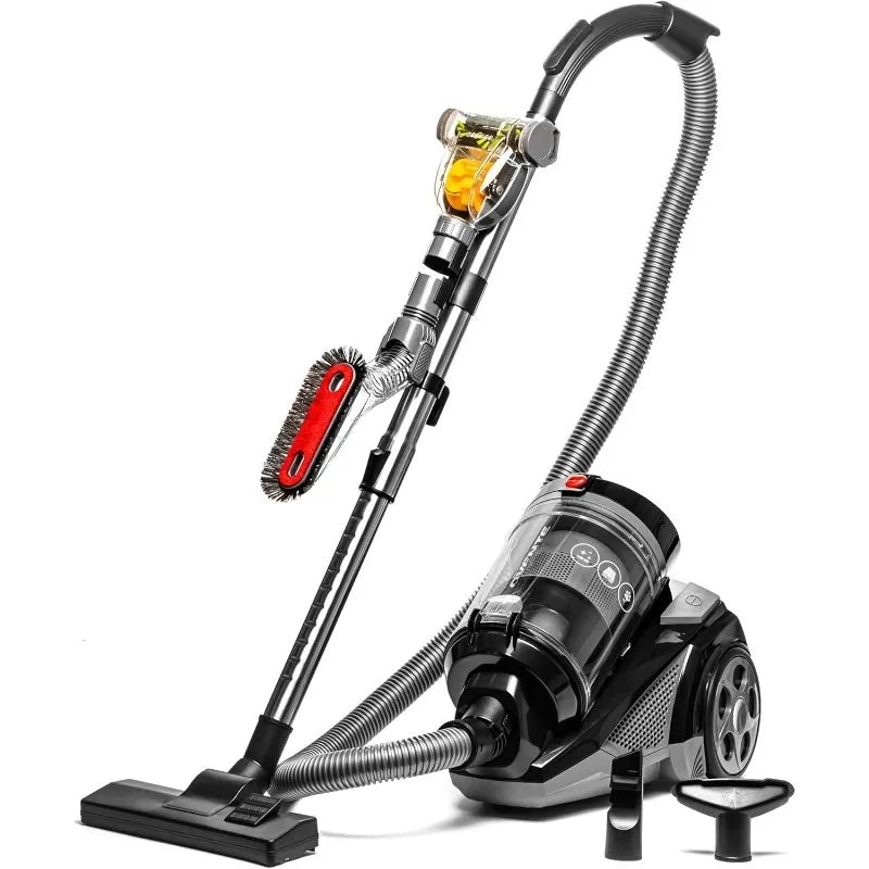 Ovente Heavy Duty Electric Bagless Canister Vacuum Cleaner 3L Dust Cup, Portable Corded Suction Vacuum Machine, Black ST2620B