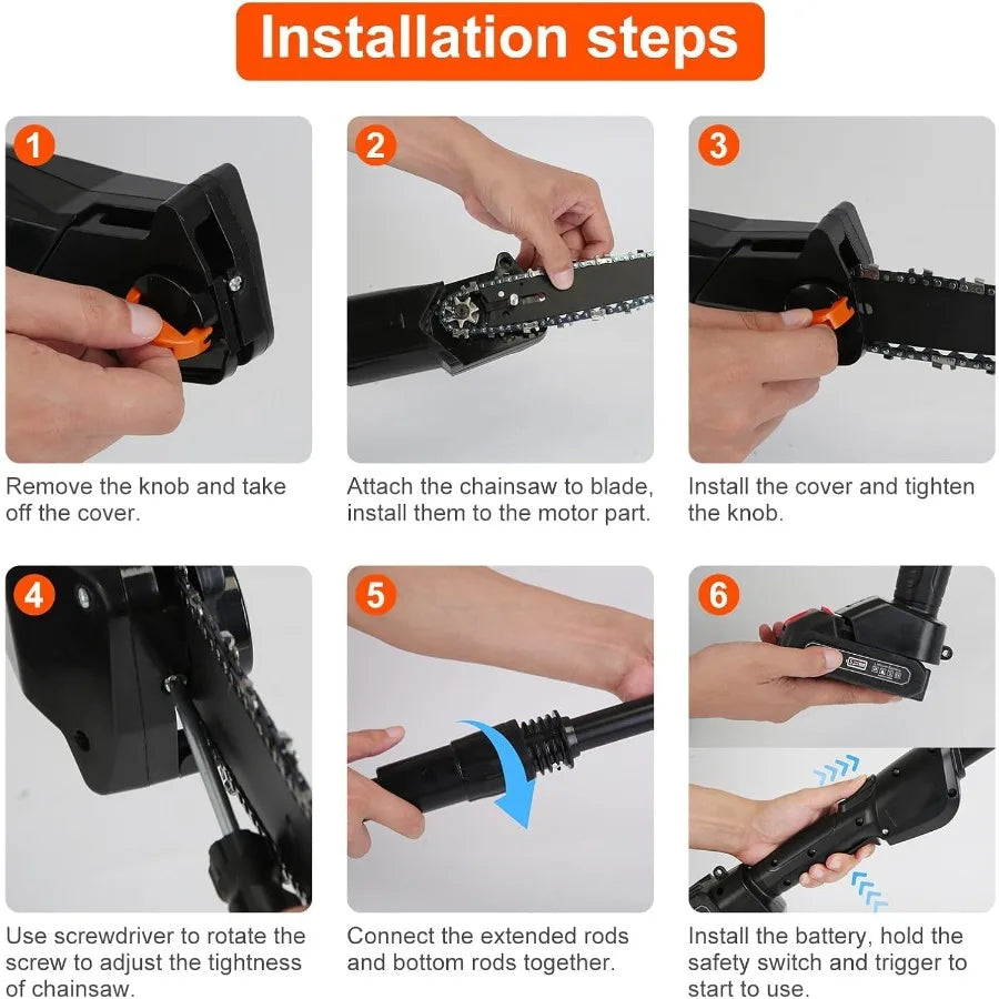 Pole Saw 2025 Upgraded 6Inch Cordless Pole Saws for Tree Trimming and Garden Maintenance 13Feet MAX Reach Electric Pole Saw wit